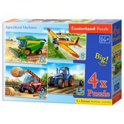 Puzzle konturowe 4x Agricultural Machines Maszyny Rolnicze Castorland