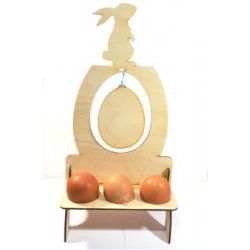 Podstawka z drewna na 6 jajek do zdobienia 25 cm Królik Wielkanoc SKL-Z615 Galeria Hobby
