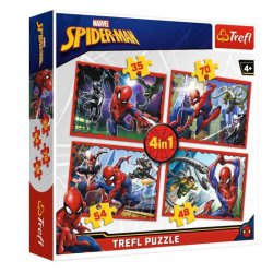 Puzzle 4 w 1 Spiderman w Sieci. Trefl 